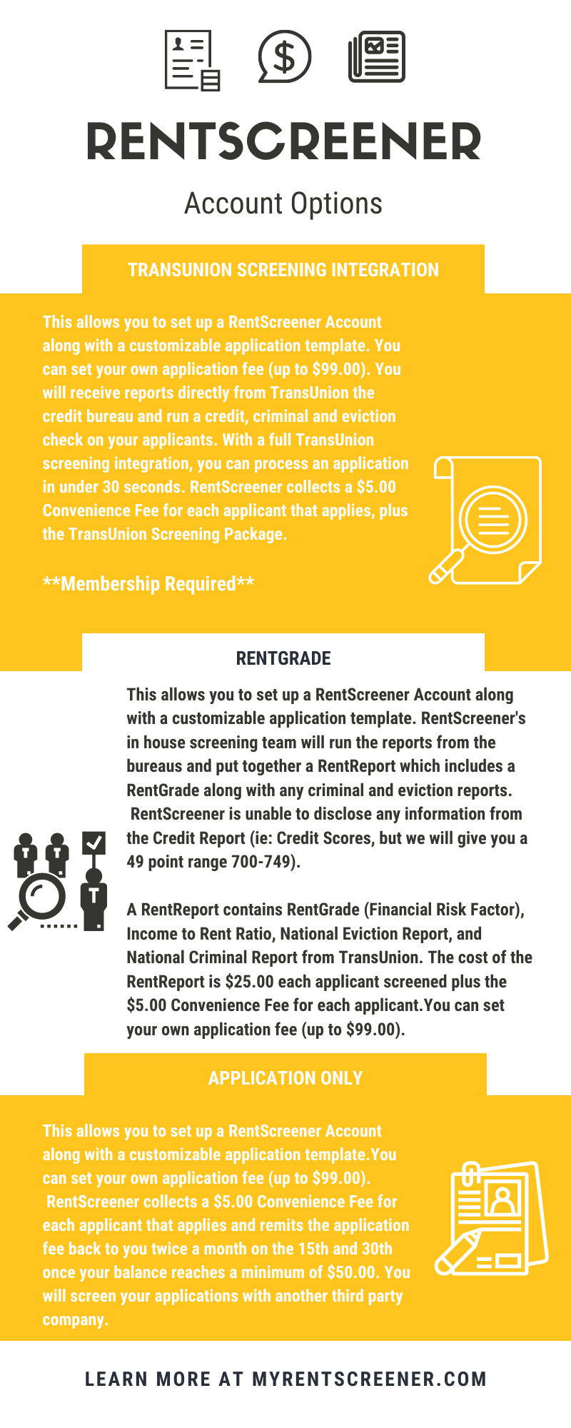 RentScreener Pro Account Packages Explained